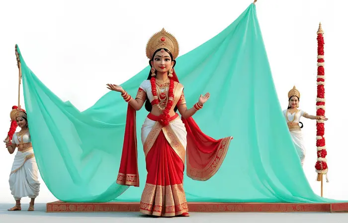 Indian Traditional Kathakali Dance 3D Character Illustration